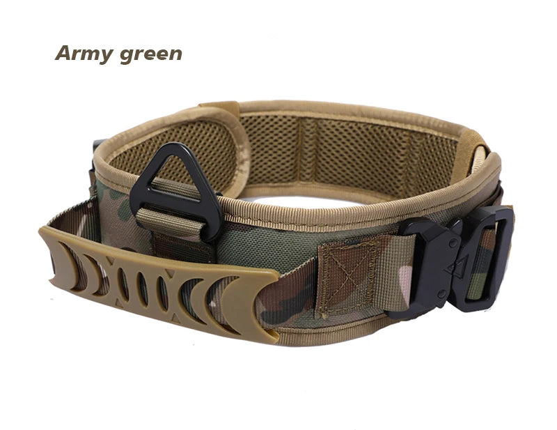 Collar táctico militar para perro grande con asa, nailon reflectante K9, hebilla de Metal ancha, collares de entrenamiento para perros grandes, accesorios para mascotas