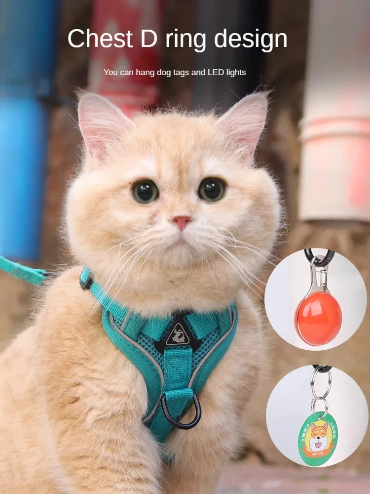 Kitten Accessories Cat Collar Collar for Cats Haulage Rope Prevent Shake Off for Walking Cats Strap Chain Adjustable Cat Walker