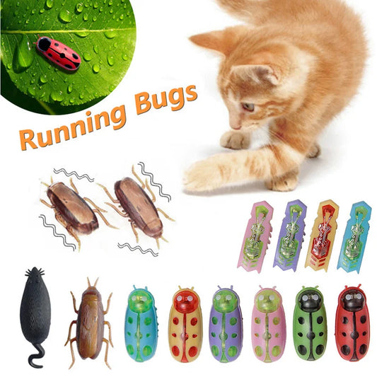 Insectes électriques amusants, jouet pour chat, évasion automatique, Mini Robot, Vibration, jouets insectes pour chats, à piles, cafard, coccinelle