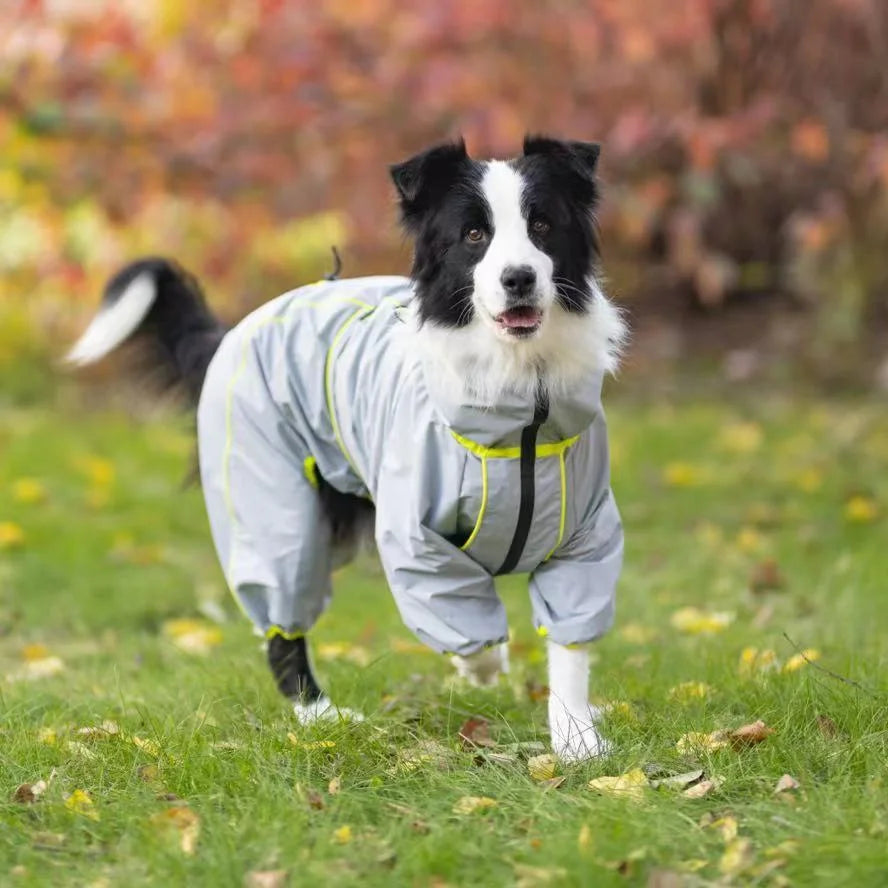 Chubasquero para perros grandes, suave, transpirable, a prueba de nieve, resistente al viento, chaqueta de lluvia para mascotas, abrigo impermeable de seguridad para perros al aire libre con patas