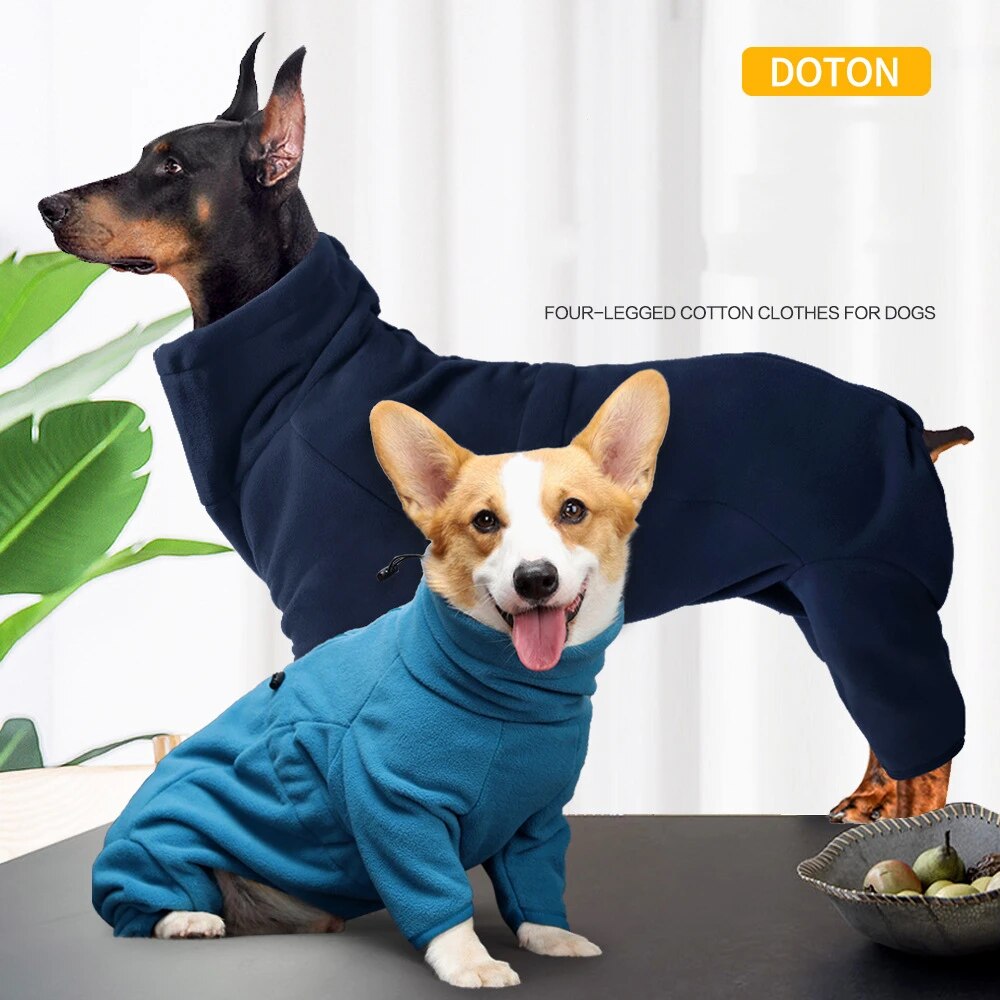 Winter Pet Hoodies Fleece Dog Clothes Thick Warm Dog Coat for Small Medium Large Dogs Adjustable Male/Female Overalls for Corgi Fashion Style