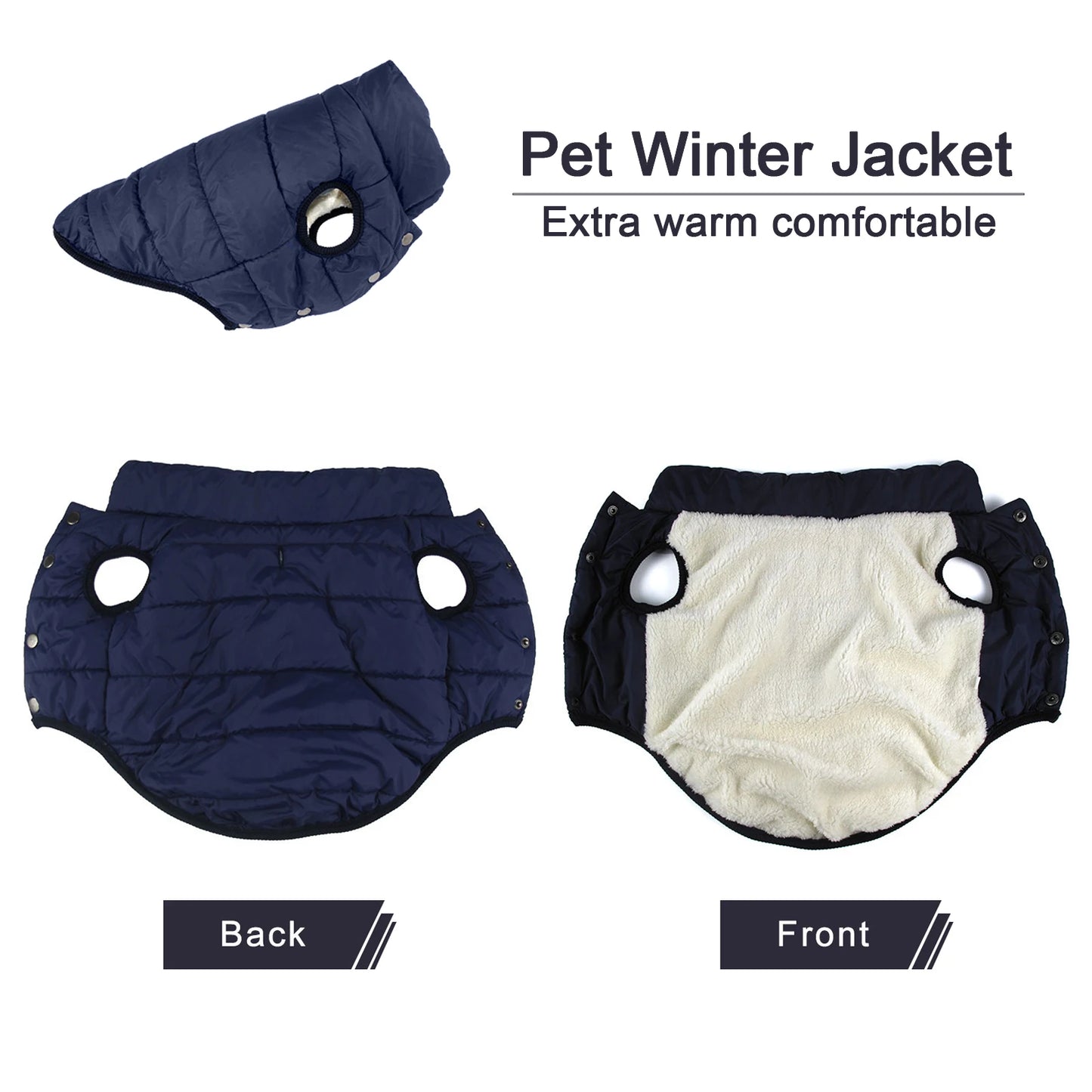 Vêtements d'hiver pour chiens, veste chaude d'extérieur résistante au froid pour chien, avec doublure en coton polaire, Chihuahua, bouledogue français, manteau pour chiot