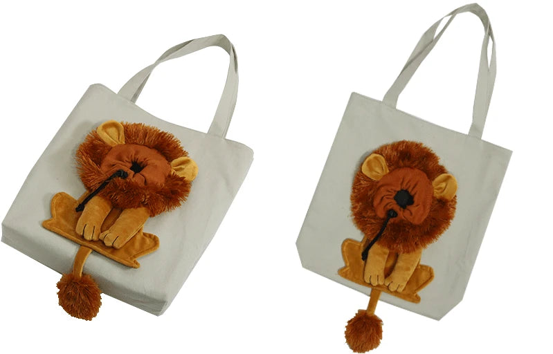 Sac à bandoulière en forme de Lion, transporteurs à côtés souples, sac en toile pour animaux de compagnie exposés pour chats et chiens, petit sac de transport pour animaux de compagnie respirant