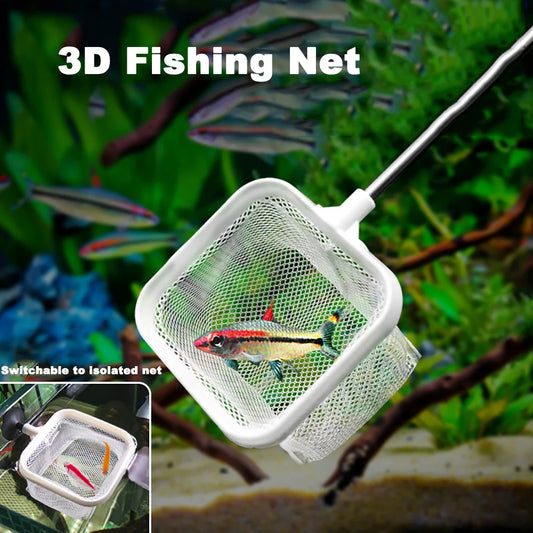 Red de pesca cuadrada para acuario con ventosa, equipo de pesca extensible con mango largo para pescar peces, camarones, accesorios de limpieza de tanques