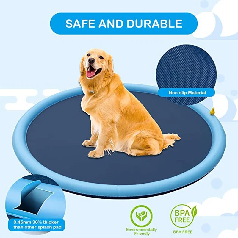 Smmer Juguete para Perros, Almohadilla rociadora para Salpicaduras para Perros, Piscina para Mascotas, Juego Interactivo al Aire Libre, Alfombra de Agua, Juguetes para Perros, Gatos y niños