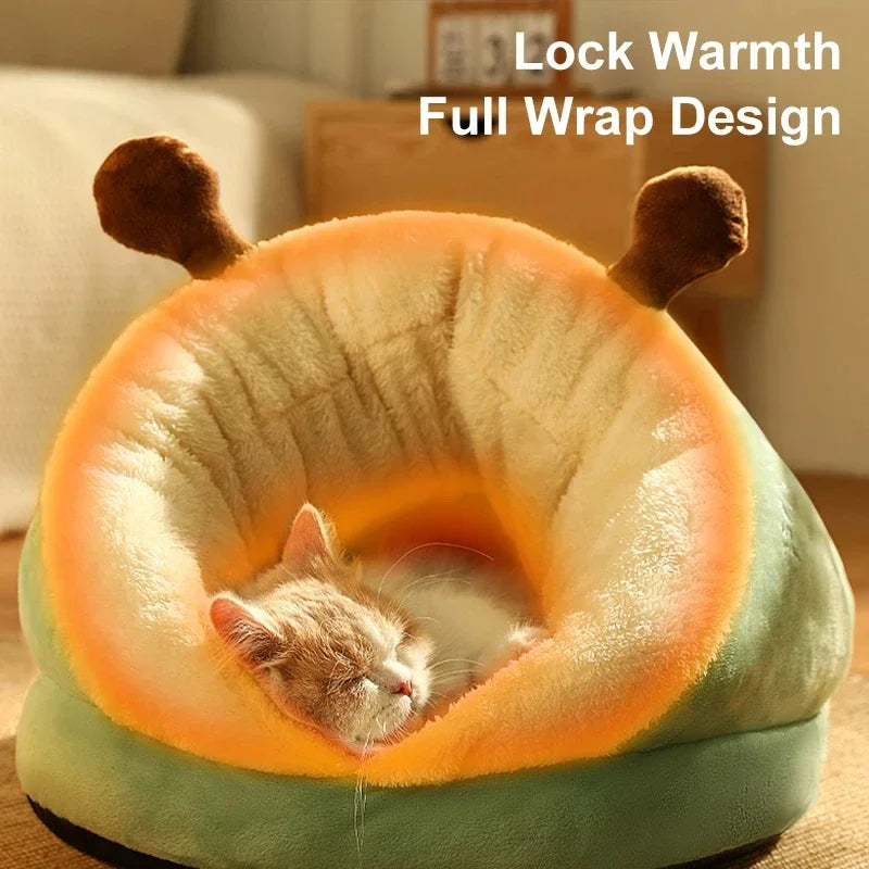 Niche pour animaux de compagnie, niche pour chat et chien, semi-fermée, pantoufles chaudes et épaisses, coussin pour chats, sac de couchage, doux, lavable, nid Portable