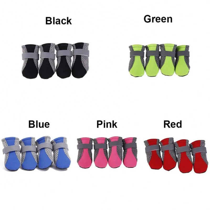 Zapatos transpirables para perros, impermeables, para caminar al aire libre, zapatos suaves de verano para mascotas, botas reflectantes de seguridad nocturna para perros pequeños y medianos