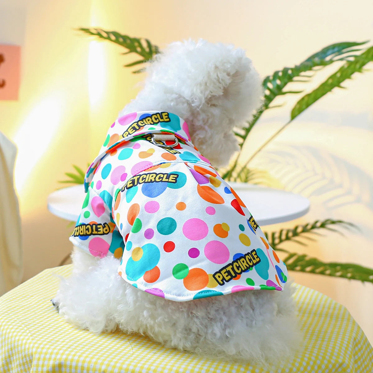 1PC Pet Apparel Dog Cat Spring Autumn Summer Thin Color Bubble Shirt Orange Pajamas With Drawstring Buckle For Small Medium Dogs