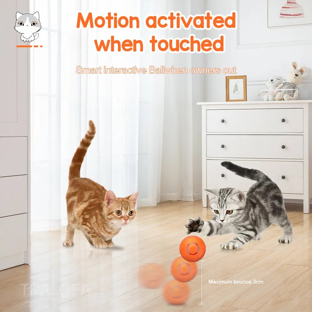 Juguete de Gato elegante para mascotas, pelota eléctrica de rebote automático para gatos, juguetes interactivos de silicona para gatos, juguetes para gatitos con movimiento automático para jugar en interiores