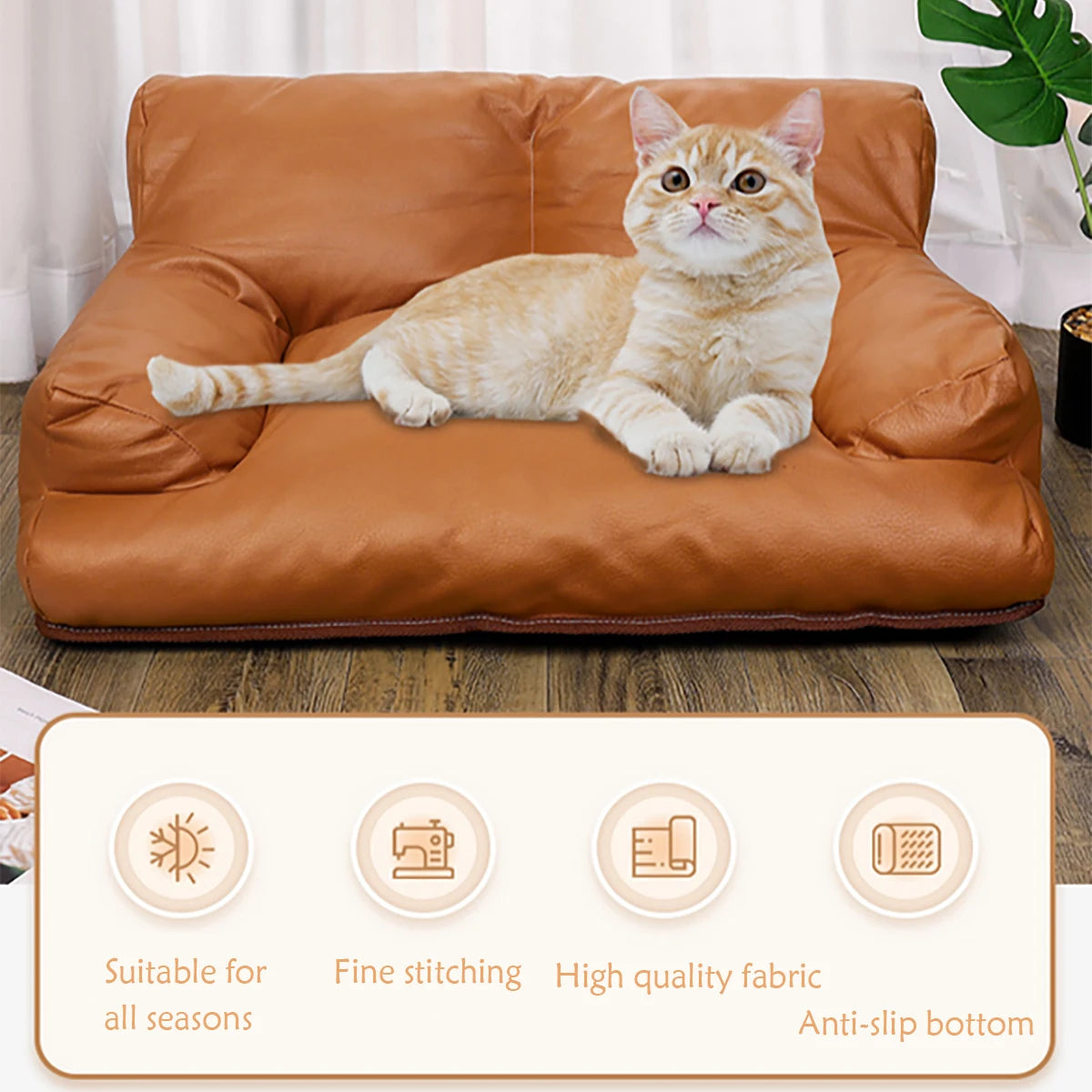 1pc Dog Cat Bed Waterproof Dog Sofa Bed for Small and Medium Dogs, Cat, PU Leather Nonskid Bottom Pet Couch Bed