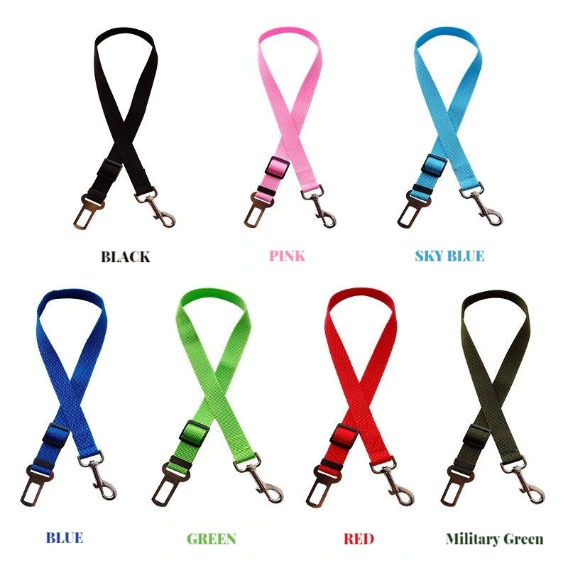 Adjustable Pet Cat Dog Car Seat Belt Pet Seat Vehicle Dog Harness Lead Clip Safety Lever Traction Dog Collars Dogs Accessoires