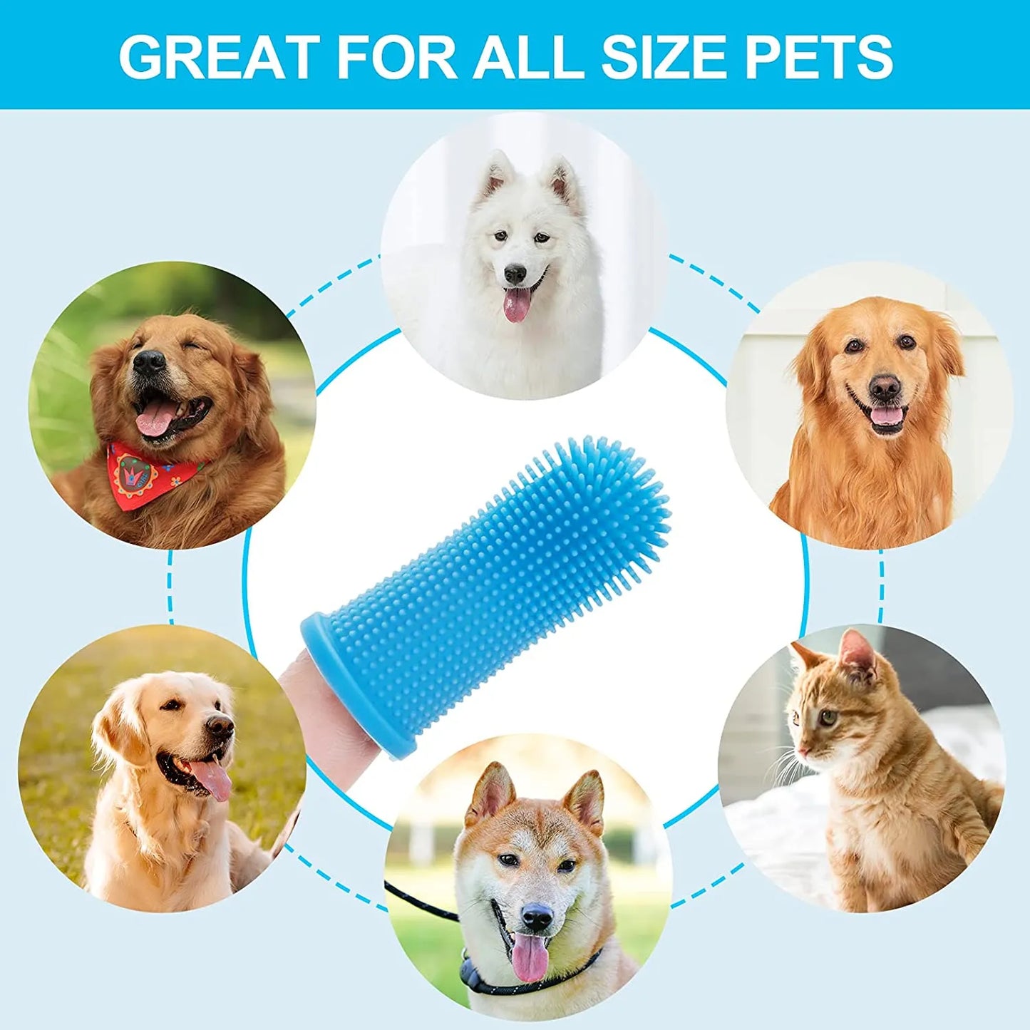 Dog Super Soft Pet Finger Toothbrush Teeth Cleaning Bad Breath Care Nontoxic Silicone Tooth Brush Tool Dog Cat Cleaning Supplies Accessories