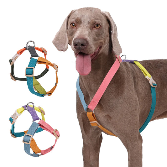 Arnés para perros sin tirones para perros medianos y grandes, correas de algodón, arnés transpirable para perros, arnés ajustable fácil para caminar para mascotas, accesorios de entrenamiento