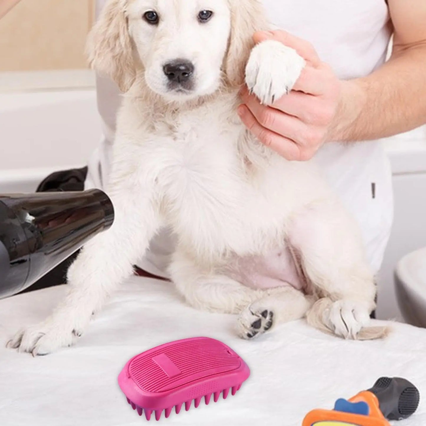 Herramienta de aseo de cerdas suaves, cepillo de baño suave para mascotas, peine de masaje para mascotas, accesorios de baño para perros, herramienta de masaje para el cuidado de mascotas