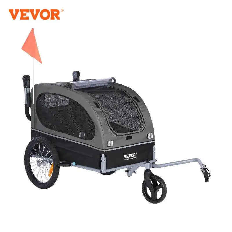 VEVOR-carrito de paseo para mascotas 2 en 1, 88 libras, remolque de bicicleta para perros con ruedas reflectores, marco de carrito de Fácil plegado, acoplador de bicicleta