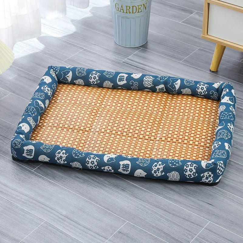 Tapis de lit en rotin tissé pour animaux de compagnie, canapé-lit, tapis rafraîchissant d'été pour petits chiens, chats, chatons, chiots, coussin