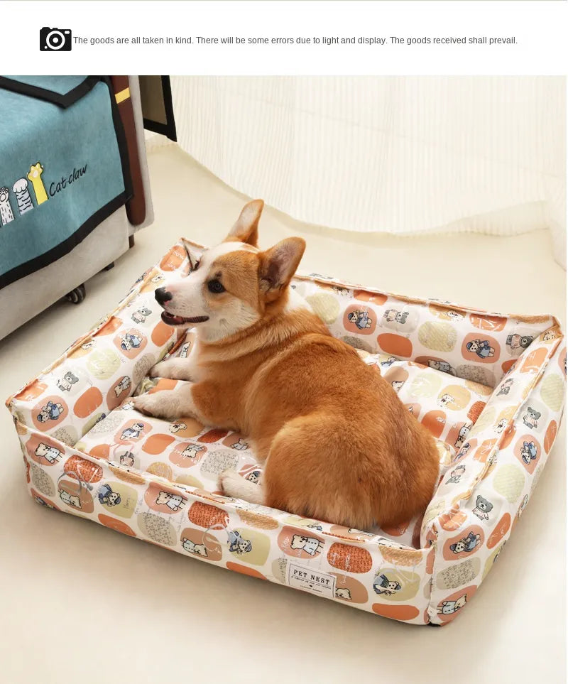 Bed for Dog Cat Pet Square Lattice Kennel Medium Small Dog Sofa Bed Cushion Pet Calming Dog Bed House Pet Supplies