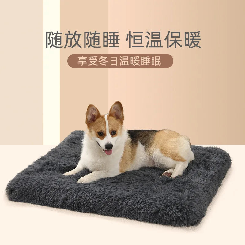 Lit orthopédique de luxe en mousse longue pour chien, couverture amovible, tapis rectangulaire pour chat et chien, matelas pour animaux de compagnie, coussin pour petits et grands chiens