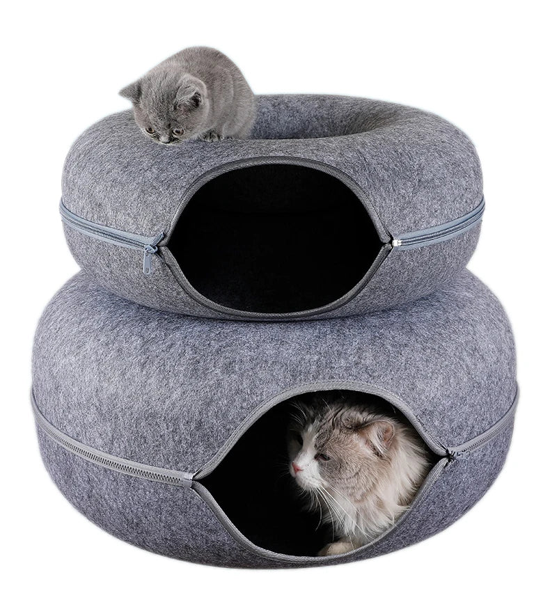 Donut Pet Cat Tunnel Interactive Play Toy Cat bed Dual Use Ferrets Rabbit Bed Tunnels Indoor Toys Cats House Kitten Training Toy