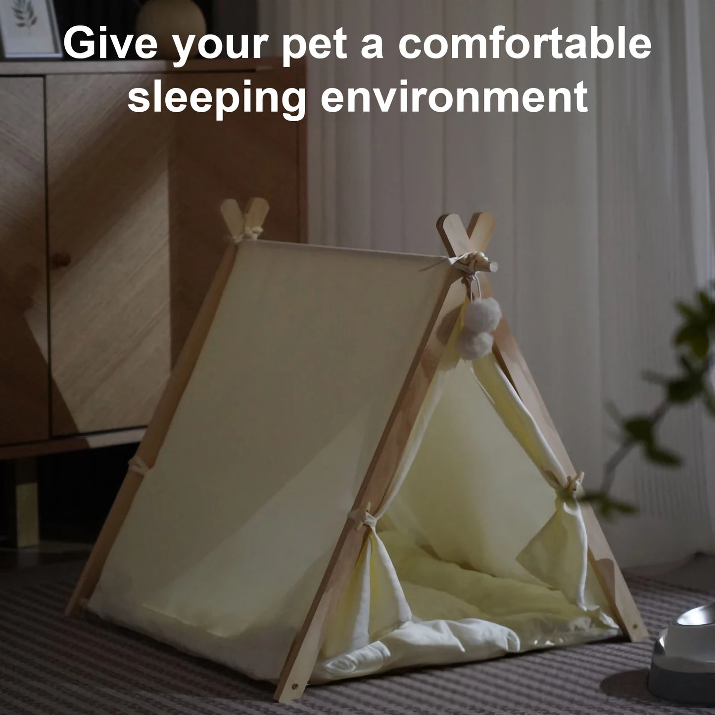 Summer and Winter Wood Cat Dog Bed Simple Design Wooden Pet Tent Mosquito Prevention Pet Sleeping House Indoor Cat Beds Product