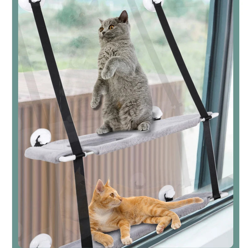 Hamaca para gatos con ventosa para ventana, cama colgante para gatos, nido, colgante de pared doble, marco de escalada para gatos