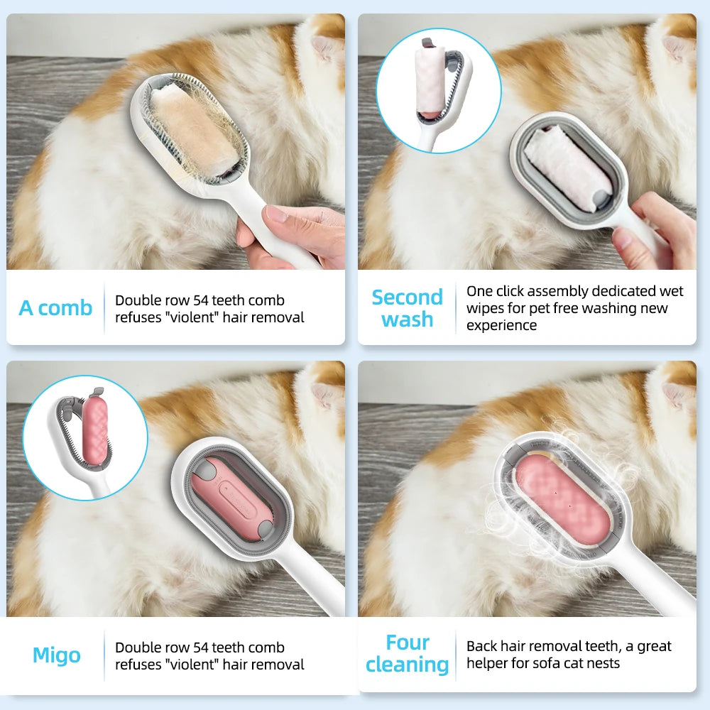 4 In 1 Pet Grooming Brush Cleaning Massage Remover Comb For Cat Dog General Supplies with Water Tank Pets Products Accessories