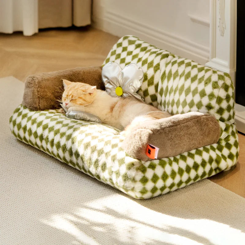 Canapé-lit doux pour chat et petit chien, amovible et lavable, nid pour chaton, niche en peluche, panier de lit chaud pour chiot, fournitures pour animaux de compagnie