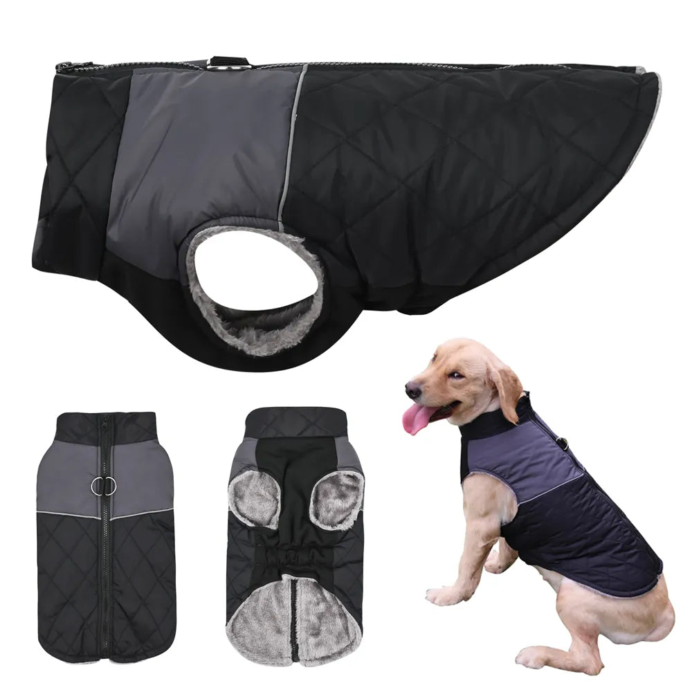 Chaqueta con cremallera para perros pequeños, medianos y grandes, abrigo acolchado cálido de invierno para mascotas, ropa reflectante impermeable para cachorros al aire libre, Labrador