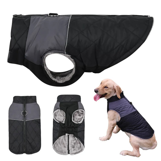 Chaqueta con cremallera para perros pequeños, medianos y grandes, abrigo acolchado cálido de invierno para mascotas, ropa reflectante impermeable para cachorros al aire libre, Labrador