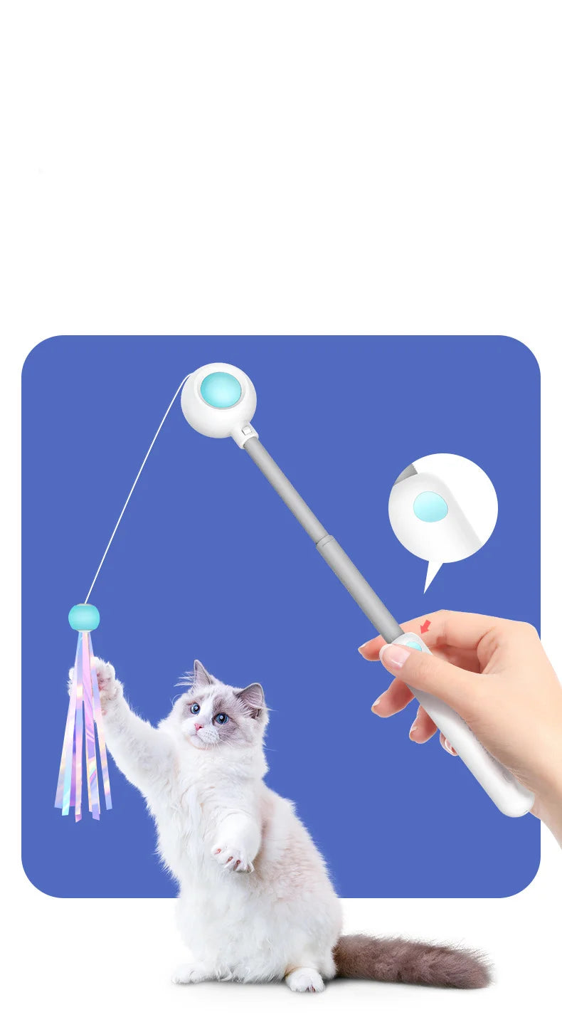 Juguete interactivo para gatos, varita láser de plumas, varita retráctil para mascotas, producto receptor de repuesto para ejercicio de gatos