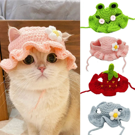 Otoño Invierno sombrero de gato elástico lindo refinado sombrero para mascotas cachorro gatitos sombrero de punto accesorios para sesión de fotos decoración accesorios para gatos