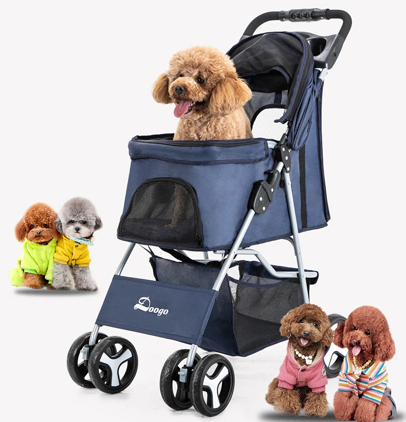 2023 Pet Dog Stroller Cats Baby Stroller Detachable One-shoulder Handbag Portable Breathable Dog Cat Trolley Pet Carrier Bag