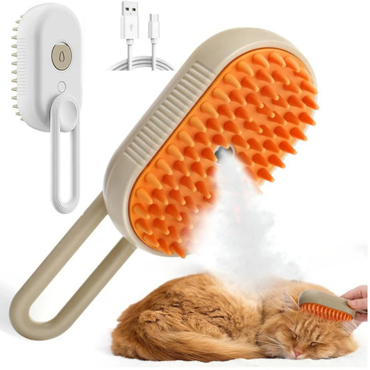 Cepillo de vapor para perros, cepillo eléctrico para el pelo de gatos con pulverizador, cepillo de vapor para perros 3 en 1 para masaje, cuidado de mascotas, eliminación de pelo enredado y suelto