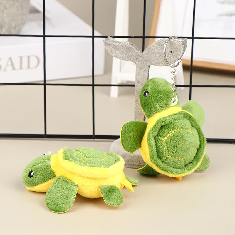 Nuevo 1 unidad de muñeco de tortuga bonito de 10CM, muñeco de peluche de dibujos animados, llavero de juguete de peluche suave, colgante de bolso, regalo para niños