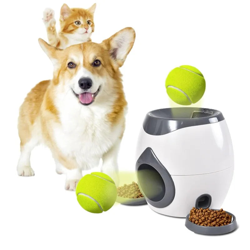 Lanceur automatique de balle pour jouet pour chien, machine de lancement de balle de tennis interactive pour chiens de taille moyenne, mangeoire intelligente d'entraînement interactif