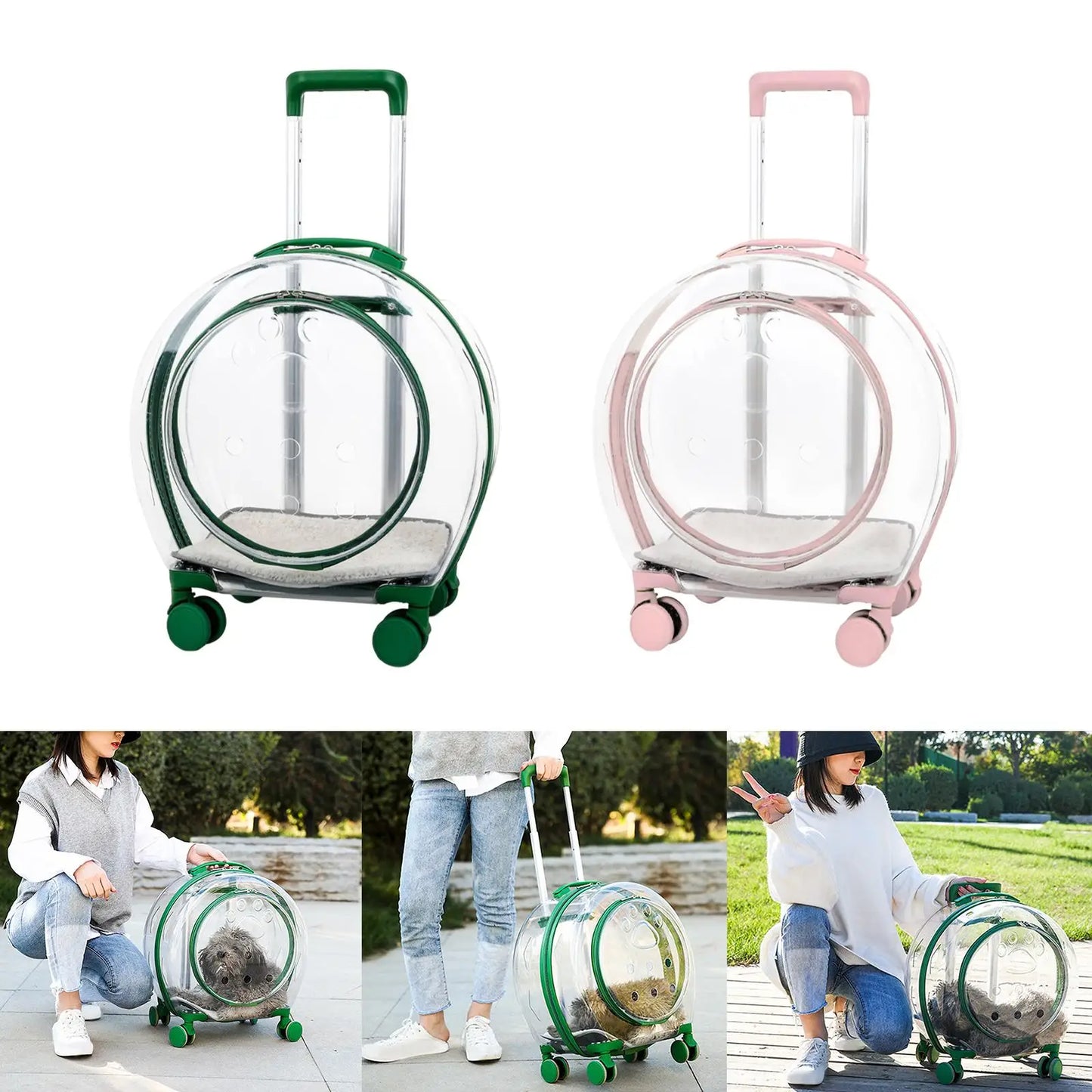 Maleta con ruedas, bolsa de viaje para gatos y perros, bolsa de transporte para caminar, transportador rodante para mascotas