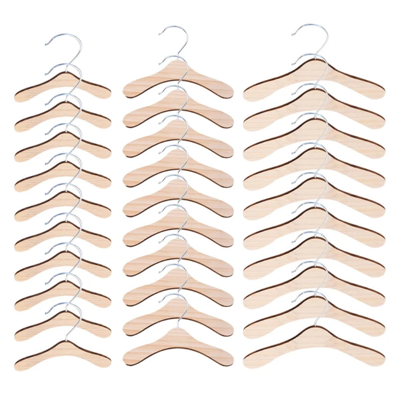 10 Pcs Dog Apparel Rack Kitten Clothes Hanger Wooden Gift for Puppy Kitty Owner Practical Use Easy to Carry and Store 87HA