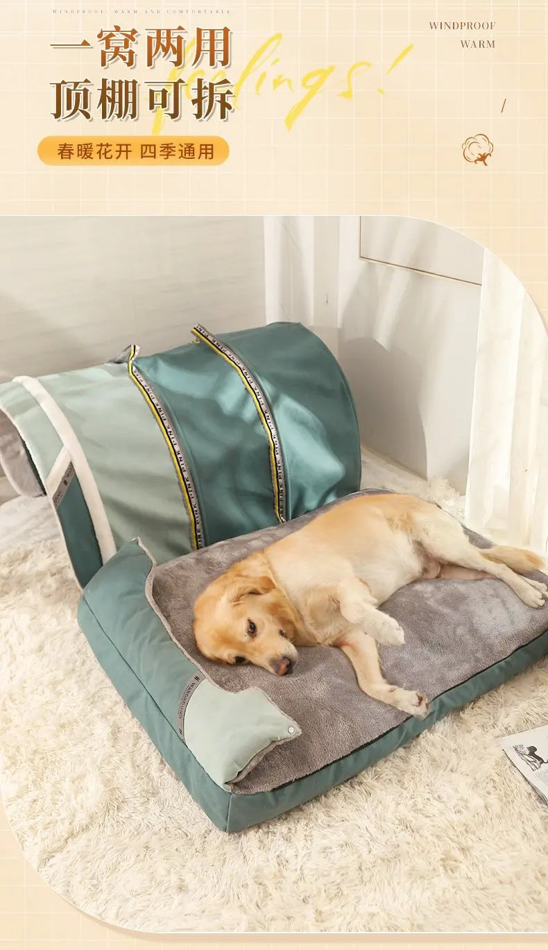 Cubierta superior para cama de Perro, techo de gran tamaño, extensión, colchón extraíble, Jumbo, plegable, entrada, nido, cúpula, Perros de interior