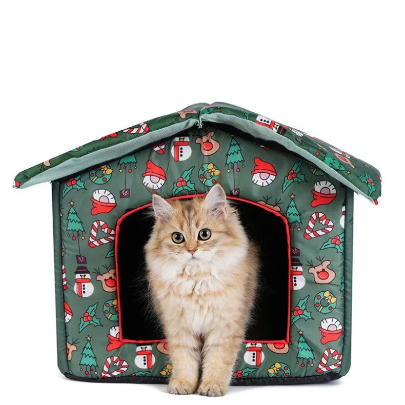 Pliable en plein air chiens dormir grotte chat maison chat lit chiens abri chiot animal de compagnie lit de couchage noël chat lit