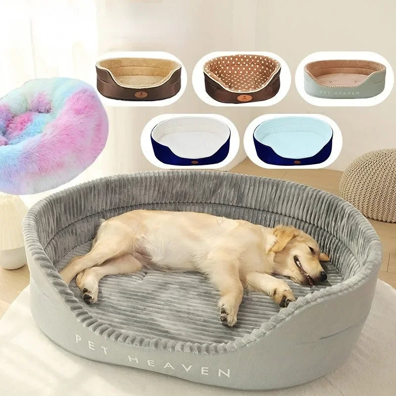 New Large Pet Bed Warm Dot Pattern Luxury House for Dog Sofa Soft Fleece Summer Breathable Cushions Puppy Accessories Furniture