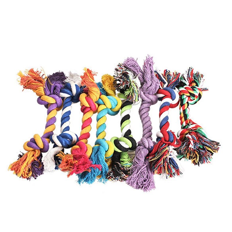 1 pcs Pets dogs pet supplies Pet Dog Puppy Cotton Chew Knot Toy Durable Braided Bone Rope 18CM Funny Tool (Random Color )