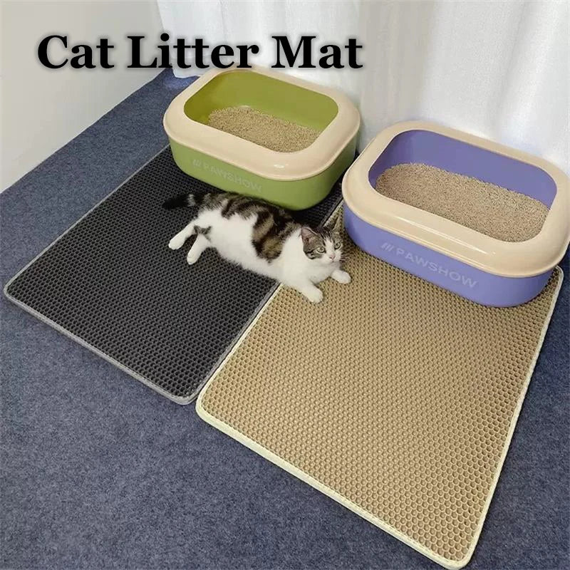 Tapis de litière imperméable pour chat, Double couche, tapis de bac à litière pour animaux de compagnie, antidérapant, tapis de lit lavable, produits pour chats