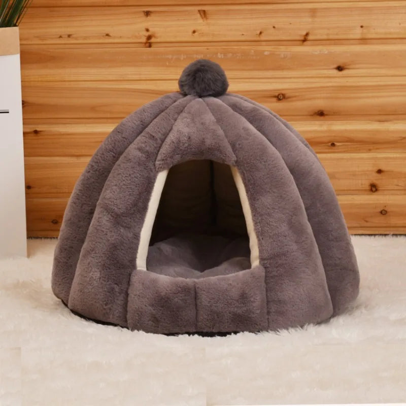 Cama cómoda y cálida para gatos, cama de invierno para gatos, casa para gatos, sofá para perros, esterilla pequeña, cueva profunda acogedora, nido interior, Gato