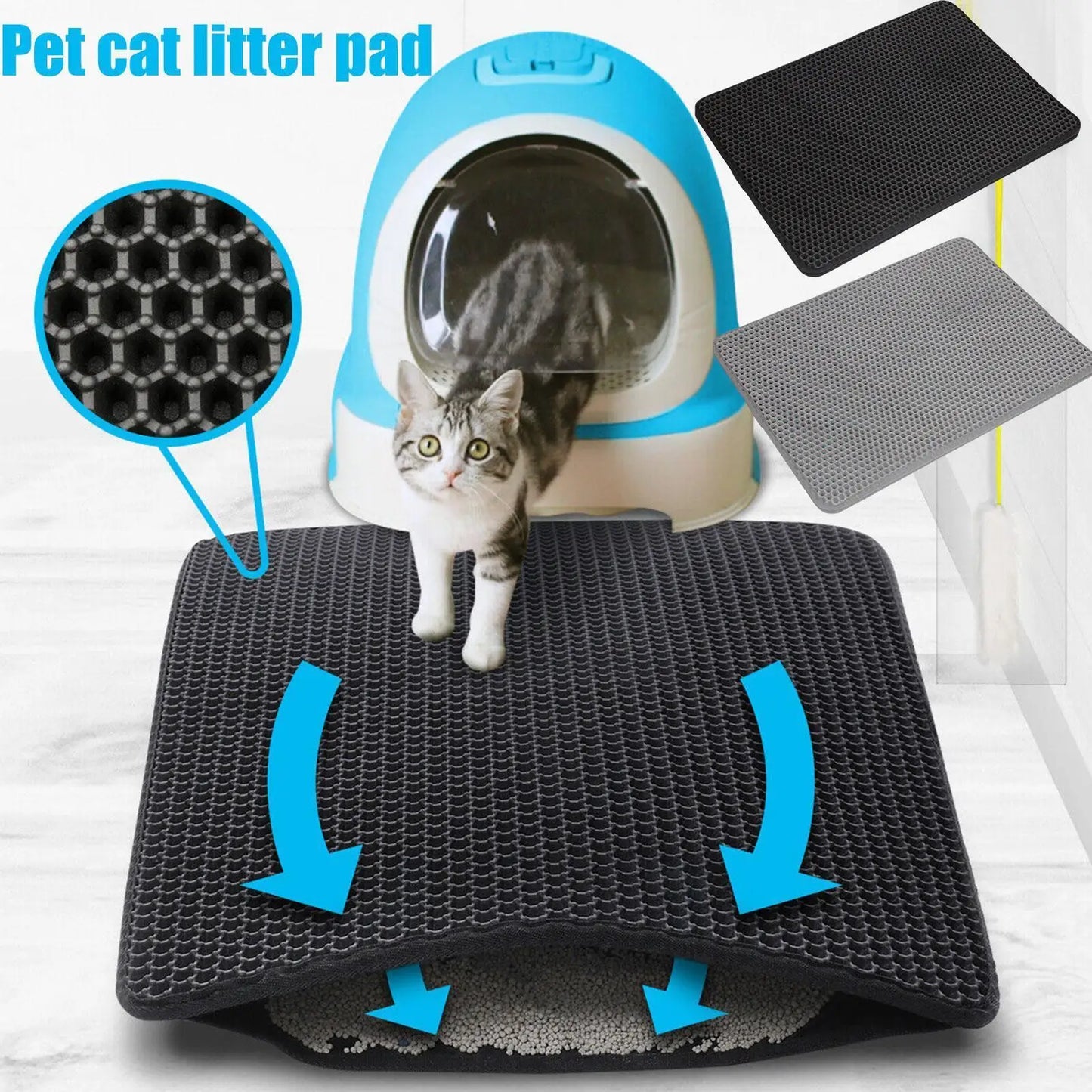 Estera para residuos de gato, almohadillas de arena antideslizantes de doble capa, estera impermeable antideslizante, accesorios para arena, estera para mascotas, limpieza de cama U4n4