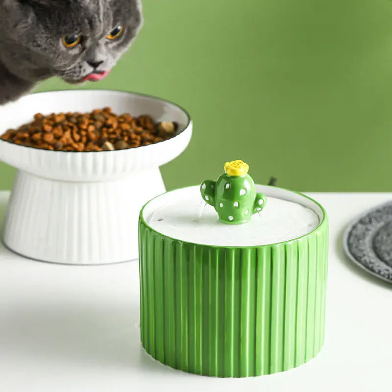 700ml Cat Ceramic Water Dispenser USB Charging Pet Drinking Fountain Automatic Cycle Small Dogs Flowing Water Feeders Bowl