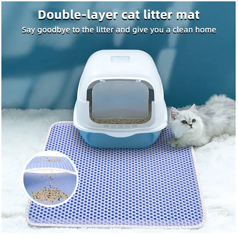 Tapis de litière pour chat Double couche imperméable à l'eau tapis de piégeage résistant à l'urine facile à nettoyer tapis de toilette antidérapant tapis à gratter pour chat grand coussin de pied