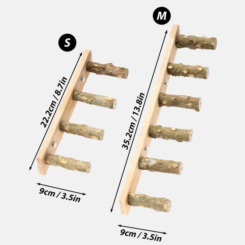 Escalera de madera de 4/6 escalones para mascotas, juguete interactivo para pájaros y loros, escalera para jaula de hámster, divertido palo de molienda, escalada, accesorios para pájaros de juguete