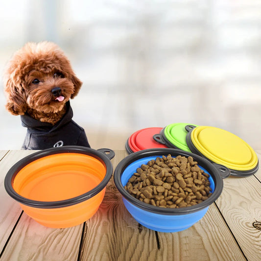 Cuenco de silicona plegable grande para perros y mascotas, recipiente portátil para comida para cachorros, para viajes al aire libre, plato alimentador, 350/1000ml