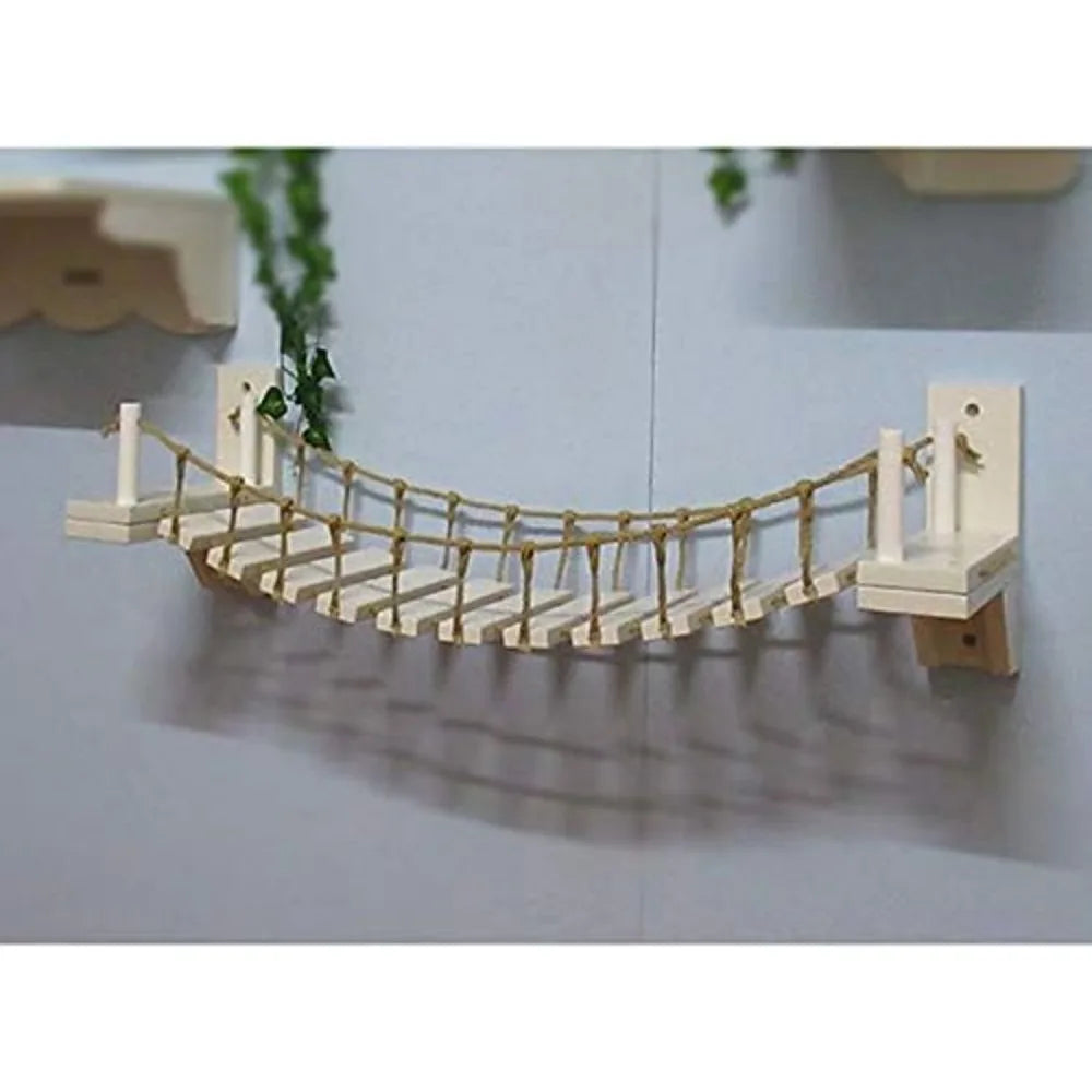 Wooden Wall-Mounted Cat Bridge with 2 Fixed Brackets Perch Mod Cat Lounge Hammock Cat Condo Kitty Activity Furniture