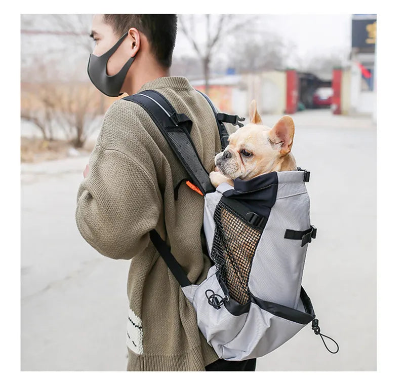 Breathable Dog Carrier Bag Portable Pet Outdoor Travel Backpack Reflective Carrier Bags for Cats French Bulldog Dog